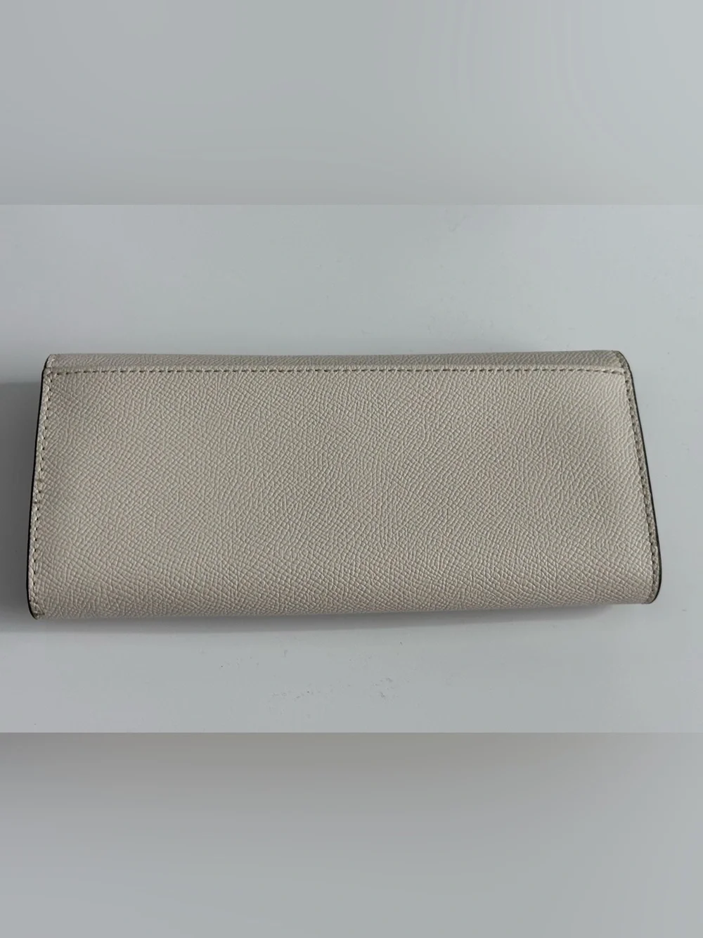 Coach Cream Saffiano Envelope Wallet with Gold Logo